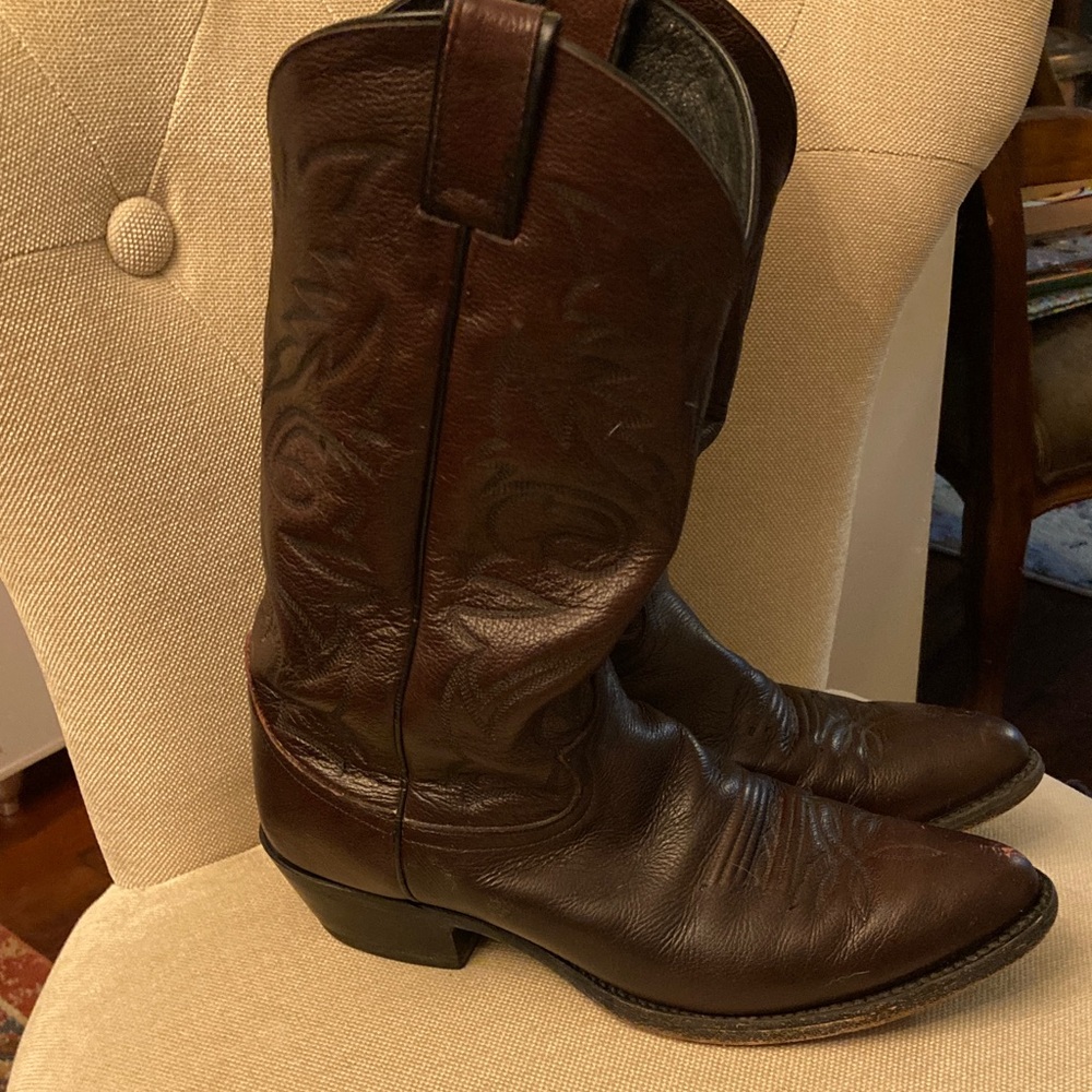 Men's Classic Brown Leather Western Boots size 10